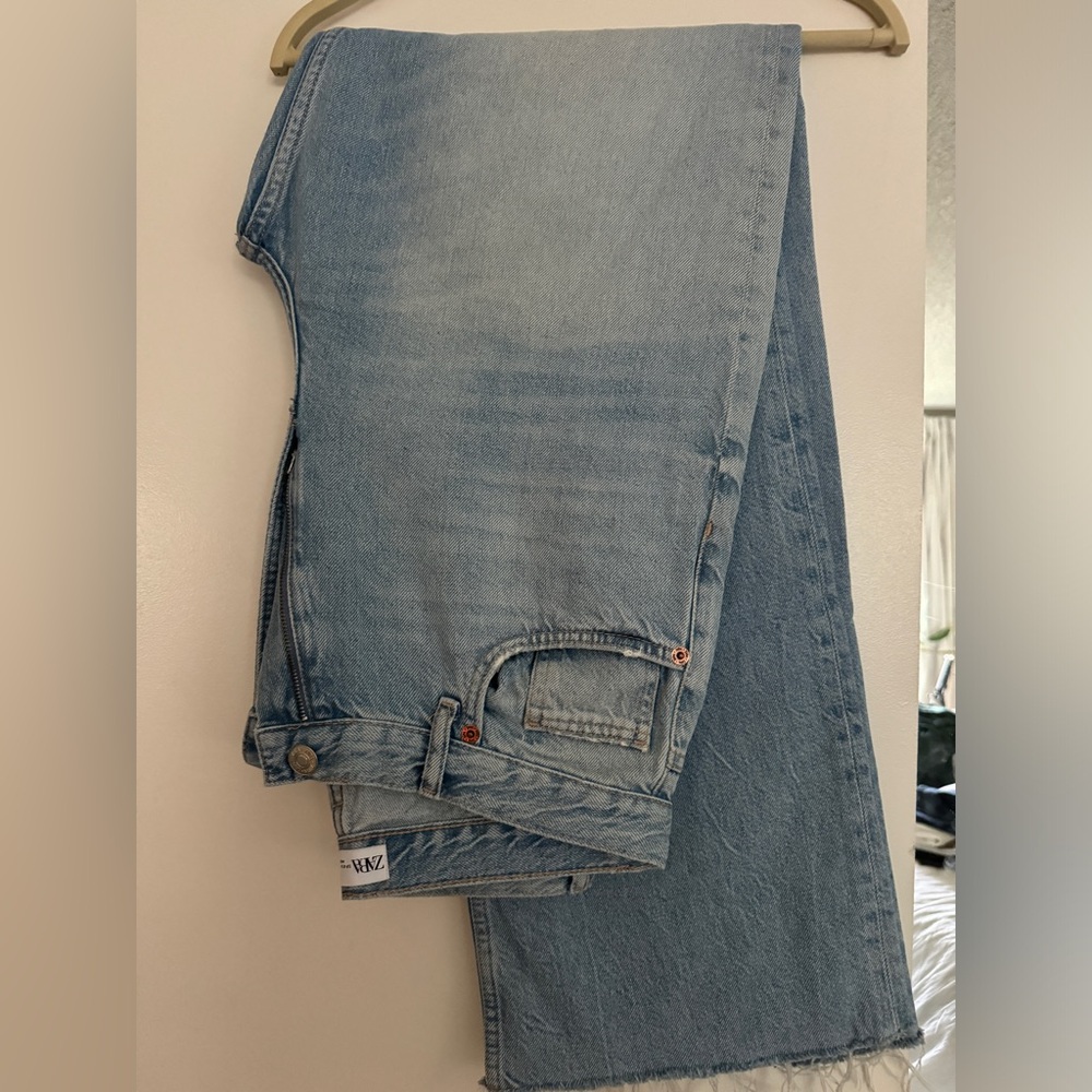 Zara high rise wide leg light jeans